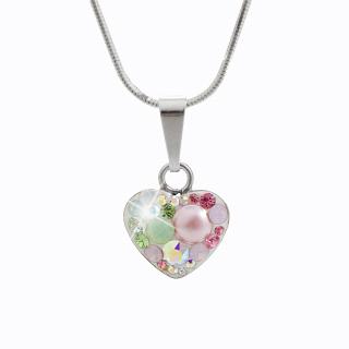 Stříbrný náhrdelník Srdce osázený kameny Swarovski multi I.