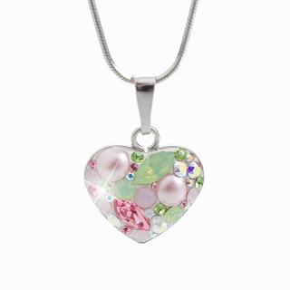 Stříbrný náhrdelník Srdce osázený kameny Swarovski multi