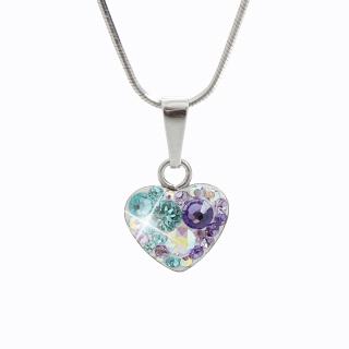 Stříbrný náhrdelník Srdce osázený kameny Swarovski purple velvet I.