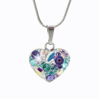 Stříbrný náhrdelník Srdce osázený kameny Swarovski purple velvet