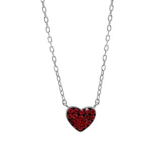 Stříbrný náhrdelník Srdíčko swarovski red