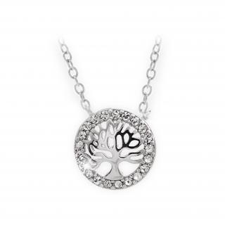Stříbrný náhrdelník strom života s křišťálky Swarovski