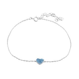 Stříbrný náramek Srdíčko Swarovski crystal aqua