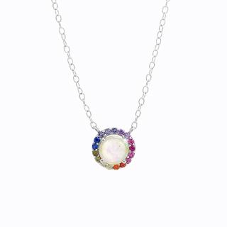 Stříbrný nárdelník a opálem color Swarovski