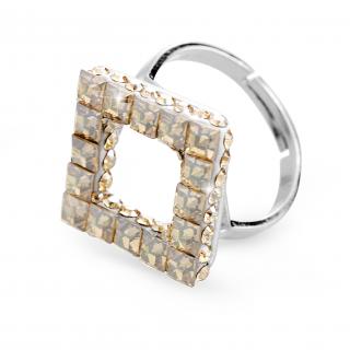Stříbrný prsten cube s kameny Swarovski gold silver