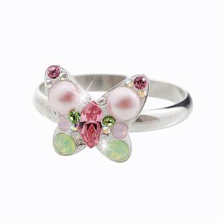 Stříbrný prsten Motýl Swarovski multi