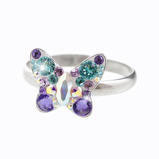 Stříbrný prsten Motýl Swarovski purple velvet