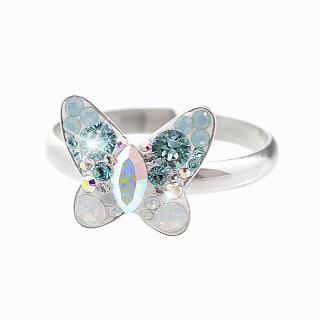 Stříbrný prsten Motýl Swarovski turq