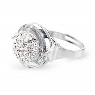 Stříbrný prsten půlkulička s kameny Swarovski Crystal