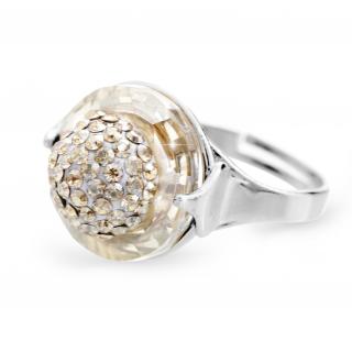 Stříbrný prsten půlkulička s kameny Swarovski gold silver