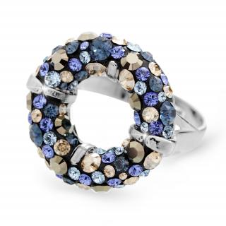 Stříbrný prsten round s kameny Swarovski blue