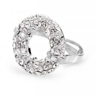 Stříbrný prsten round s kameny Swarovski Crystal