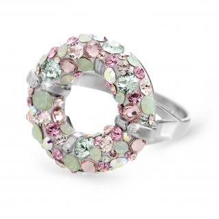 Stříbrný prsten round s kameny Swarovski multicolor