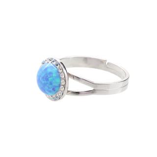 Stříbrný prsten s opálem a křišťálky Swarovski® components Opal Round I.