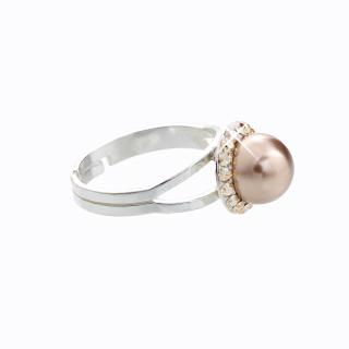 Stříbrný prsten s perlou a křišťálky Swarovski® components I.