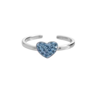 Stříbrný prsten Srdíčko Swarovski crystal aqua