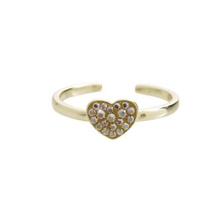 Stříbrný prsten Srdíčko Swarovski crystal gold