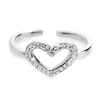 Stříbrný prsten symbol srdce s kameny Swarovski