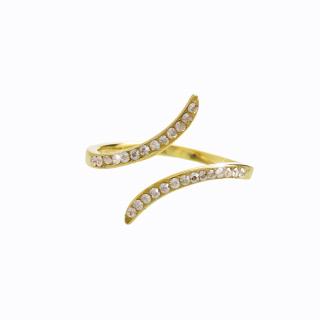 Stříbrný prsten Vlnka Swarovski crystal gold
