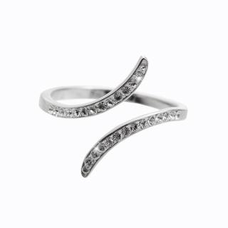 Stříbrný prsten Vlnka Swarovski crystal