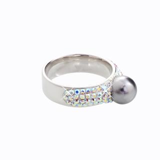 Stříbrný prstýnek s perlou a kamínky Swarovski® components