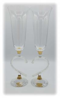 Svatební křišťálové sklenice sekt 2ks SW04 Barevné provedení: Zlato