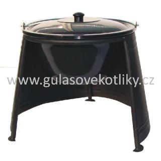 set závětří plamene 33, kotlík s poklicí smalt 10 L (chránič plamene 33 cm a smaltovaný kotlík na guláš s poklicí 10 litrů)