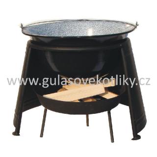 set závětří plamene 33, kotlík smaltovaný 10 L a ohniště (ohniště se závětřím plamene 33 cm a smaltovaný gulášový kotlík 10 litrů)