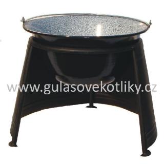 set závětří plamene 40, kotlík smaltovaný 22 L (chránič plamene 40 cm černý a smaltovaný kotlík na guláš 22 litrů)