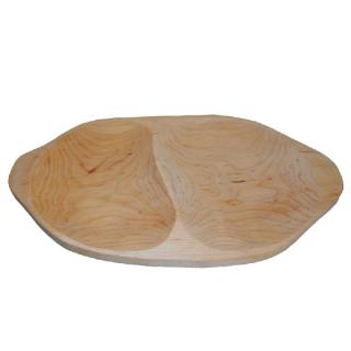 velký dřevěný talíř dělený s uchy (servírovací dřevěný talíř velký dělený s uchy)