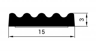 Samolepící těsnění KR 15x3 mm černá 100 m (K kronlist 15 x 3 černá 100 m)