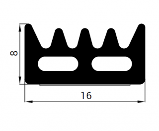Samolepící těsnění KR 16x8 mm černá 50 m (K kronlist 16 x 8 černá 50 m)