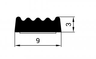 Samolepící těsnění KR 9x3 mm černá 150 m (K kronlist 9 x 3 černá 150 m)
