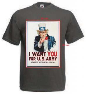 Tričko s potiskem I WANT YOU FOR U.S. ARMY (šedá)