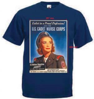 Tričko s potiskem U.S. CADET NURSE CORPS (tmavě modrá)