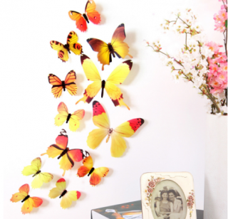 3D dekorace Motýl 12 ks / set