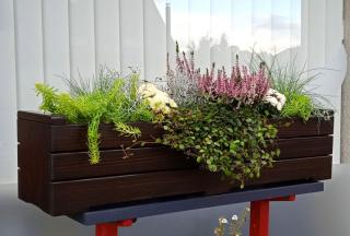Květináče Frank | Bloom 80 | Dřevěný truhlík samozavlažovací 86 x 20,2 x 19/21 cm, eben