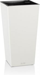 Plastkon | Elise 20 | Vysoký samozavlažovací květináč 20 x 20 x 36 cm, bílý lesklý