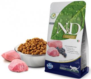 N&amp;D PRIME CAT Adult Lamb &amp; Blueberry 5kg (Kompletní suché krmivo bez obilovin, s jehněčím a borůvkami pro dospělé kočky.)