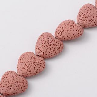 Láva syntetická srdce růžové (19 - 20 korálků)