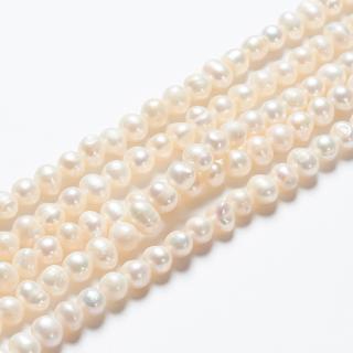 Perly říční 5~6mm šňůra cca 58-60 kusů perel