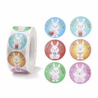 Samolepky kotouč 500 kusů samolepek - velikonoční králíček