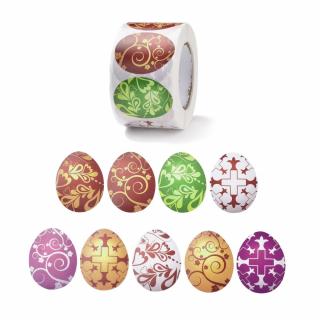 Samolepky kotouč 500 kusů samolepek - velikonoční vajíčka