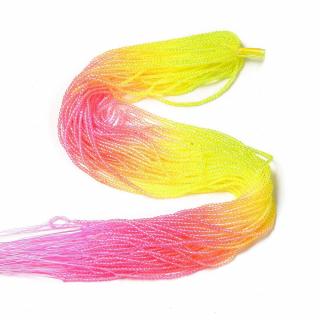 Skleněné korálky fasetované vícebarevné průměr 2mm šňůra cca 37 cm cca 180 korálků Pearl Pink & Yellow