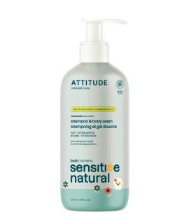 ATTITUDE Sensitive skin baby Dětské tělové mýdlo a šampon s ovsem (2 v 1) 473ml