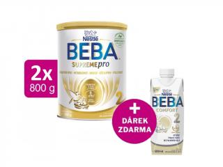 BEBA SUPREMEpro 2, 6 HMO, 2x800g + BEBA COMFORT 2 HM-O 500 ml