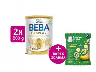 BEBA SUPREMEpro 3, 2x800g + GERBER Organic křupavá kolečka s banánem 28g