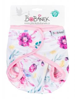 Bobánek Svrchní kalhotky suchý zip - Růžové květiny