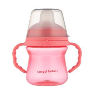 Canpol babies Hrneček se silikonovým pítkem FirstCup 150ml - růžový