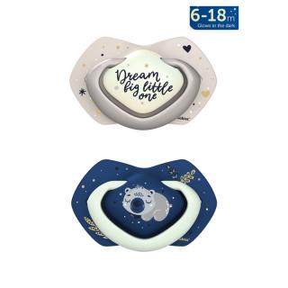 Canpol babies Set symetrických silikonových dudlíků Light touch 6-18m SLEEPY KOALA - modrý